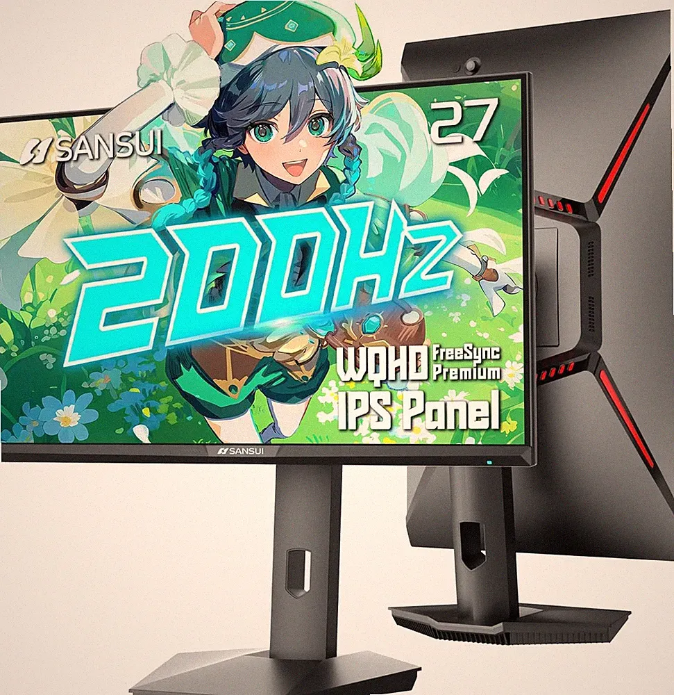 SANSUI ES-G27F6Q Gaming Monitor 27 Inch 1440P 200Hz WQHD 2560×1440-AMD FreeSync