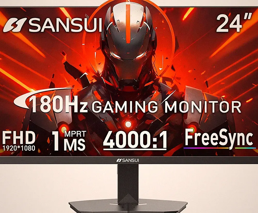 SANSUI Gaming Monitor, 24 Inch 180Hz, FHD 1080P 1Ms 110% Srgb Computer Monitor