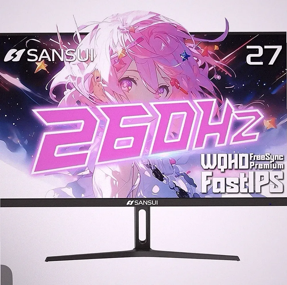 SANSUI Gaming Monitor 27" 1440p 260hz/240hz WQHD 2K 0.01 ms RP, HDR10, FreeSync