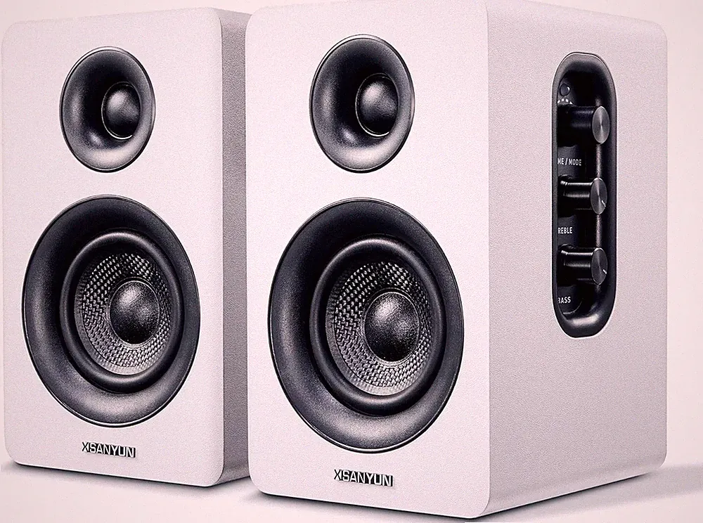 Sanyun SW-208 Computer Gaming PC Monitor Speakers Pair 60W Bluetooth 5.0 White