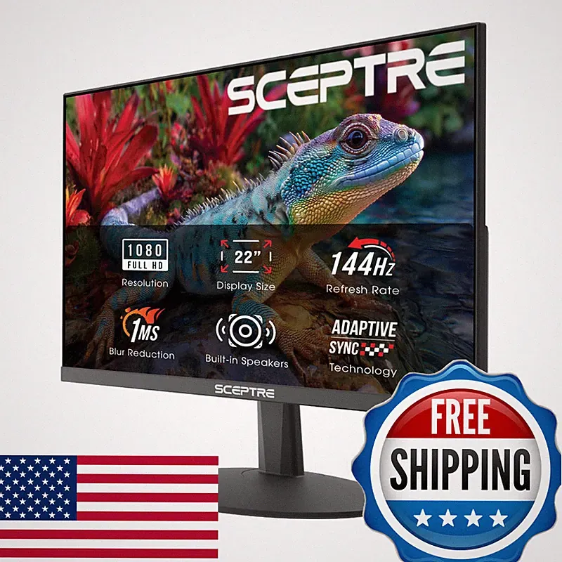Sceptre 22-Inch Gaming Monitor Fhd 1080P Up To 144Hz Hdmi Displayport Built-In