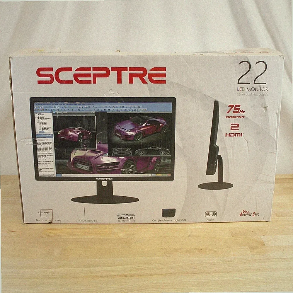 Sceptre 22in LED Monitor E225W-19203RT FHD 1920x1080 75Hz HDMI New Open Box