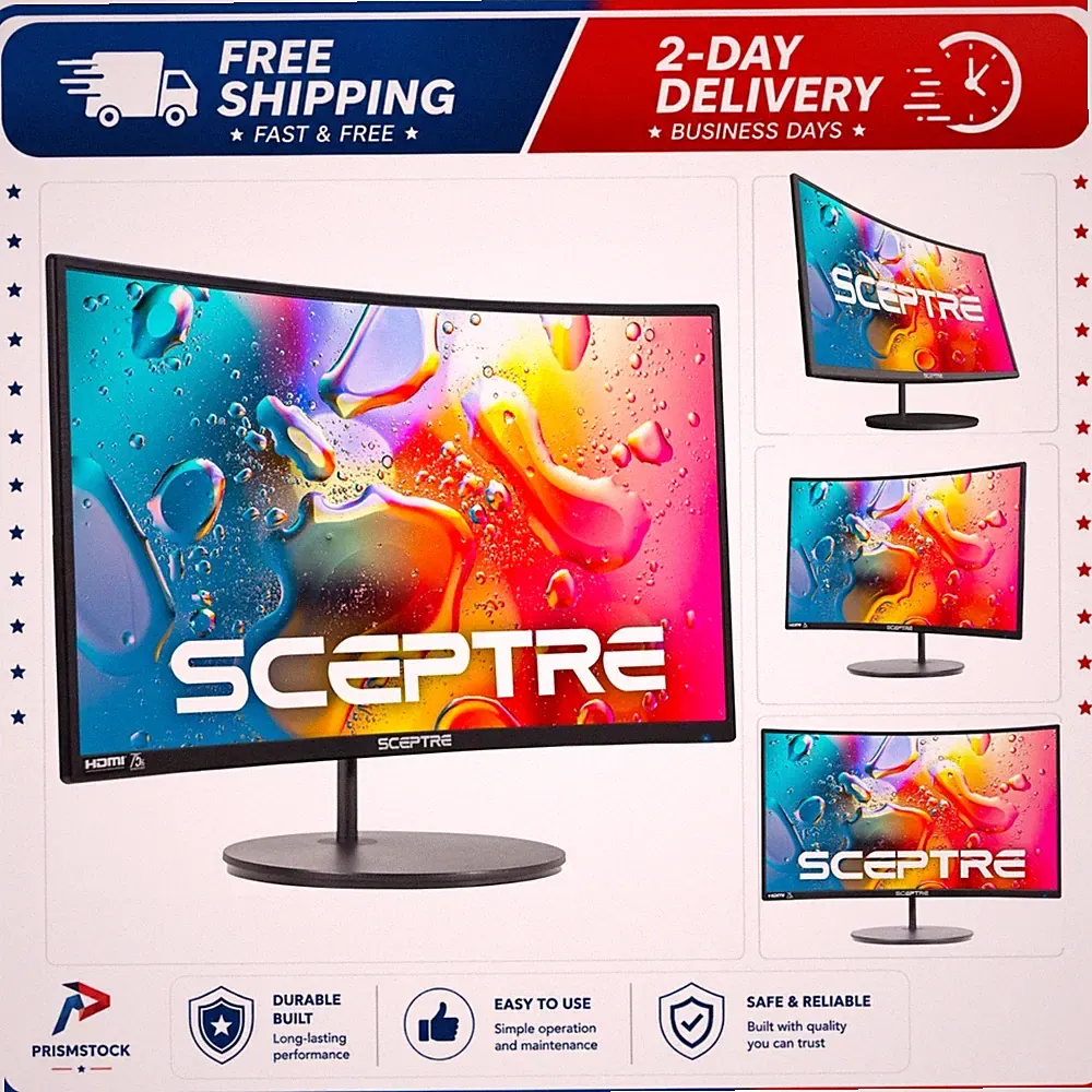 Sceptre 24 inch Curved Gaming Monitor 1080p 75Hz HDMI VGA Speakers