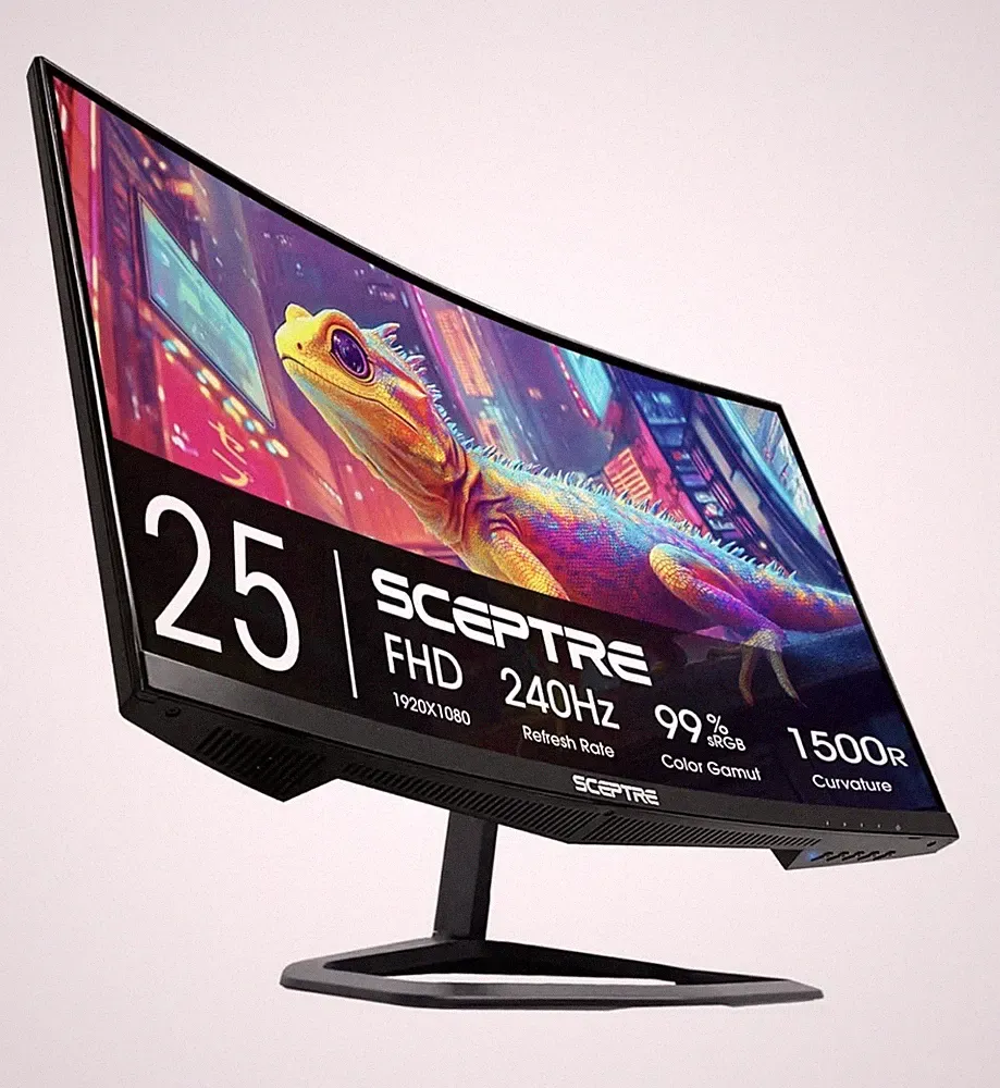 Sceptre 25 In Curved LED Gaming Monitor 240Hz 1ms HDMI DP Speakers Black