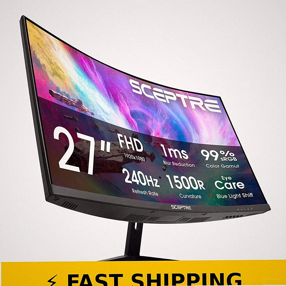 Sceptre 27-Inch Curved Gaming Monitor, FHD 1080p, 240Hz, Black