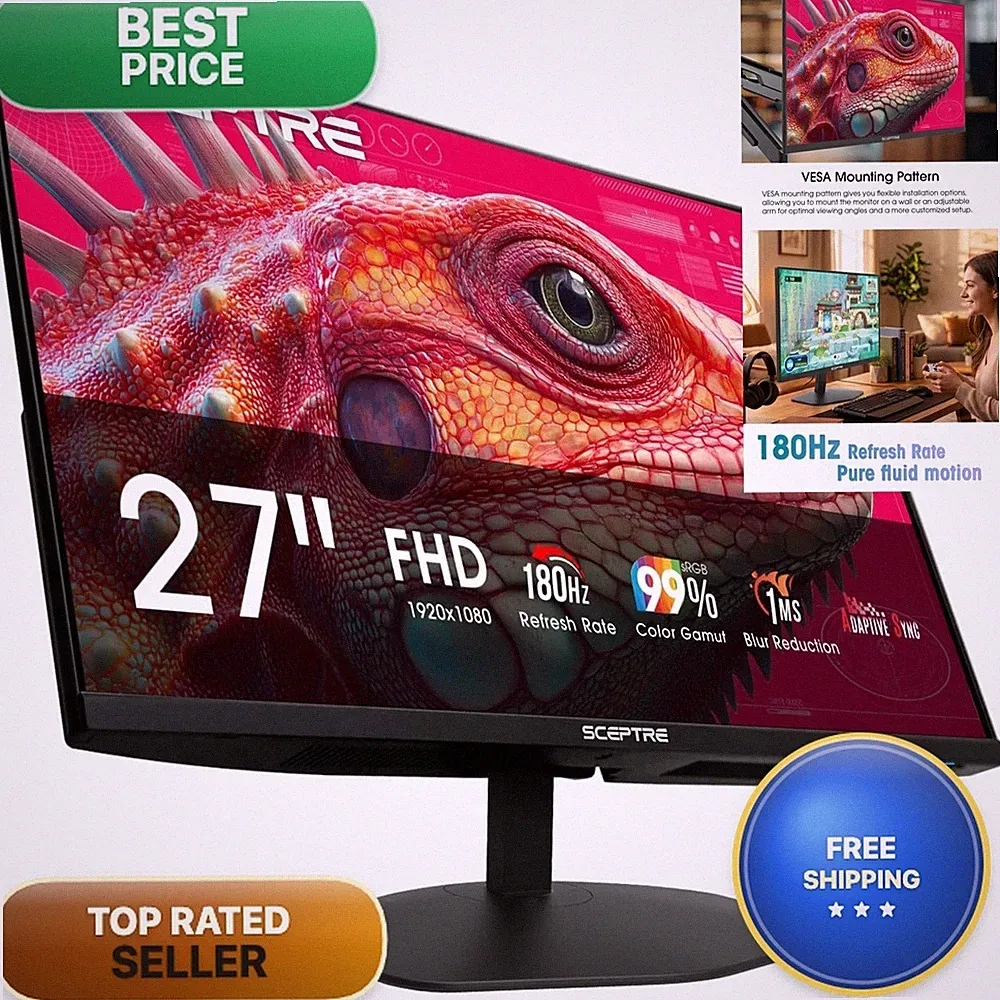 Sceptre 27-Inch Premium Gaming Monitor Displayport X2 180Hz Hdmi X2 180Hz