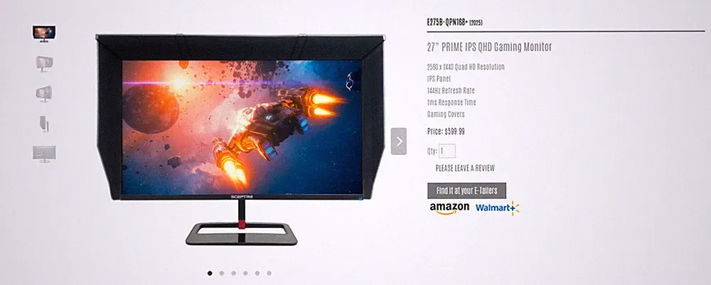Sceptre 27" QHD IPS LED Monitor 144Hz 1ms (E275B-QPN168) USED