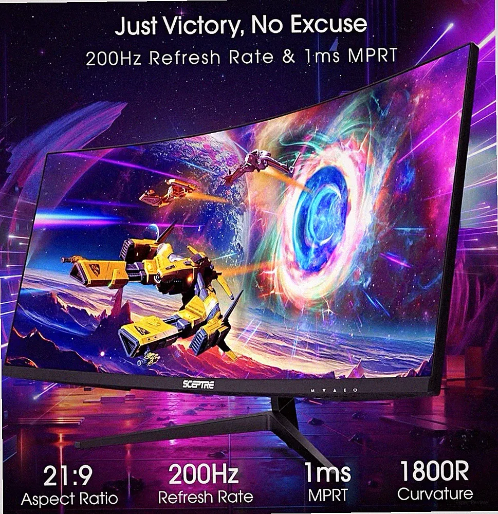 Sceptre 30" Curved Gaming Monitor 2560x1080 200Hz 1ms 21:9 Black