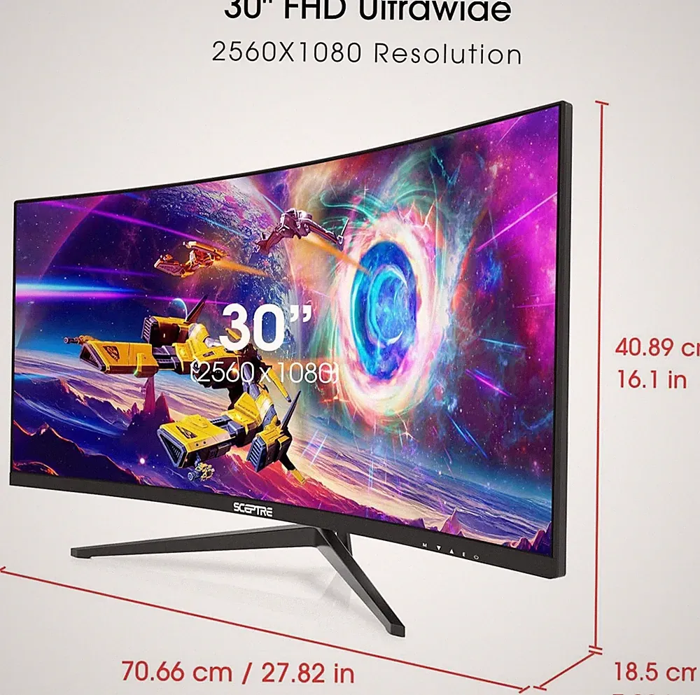 Sceptre C305B-200UN 30" Curved Gaming Monitor 21:9 2560x1080 C305B-200UN1)