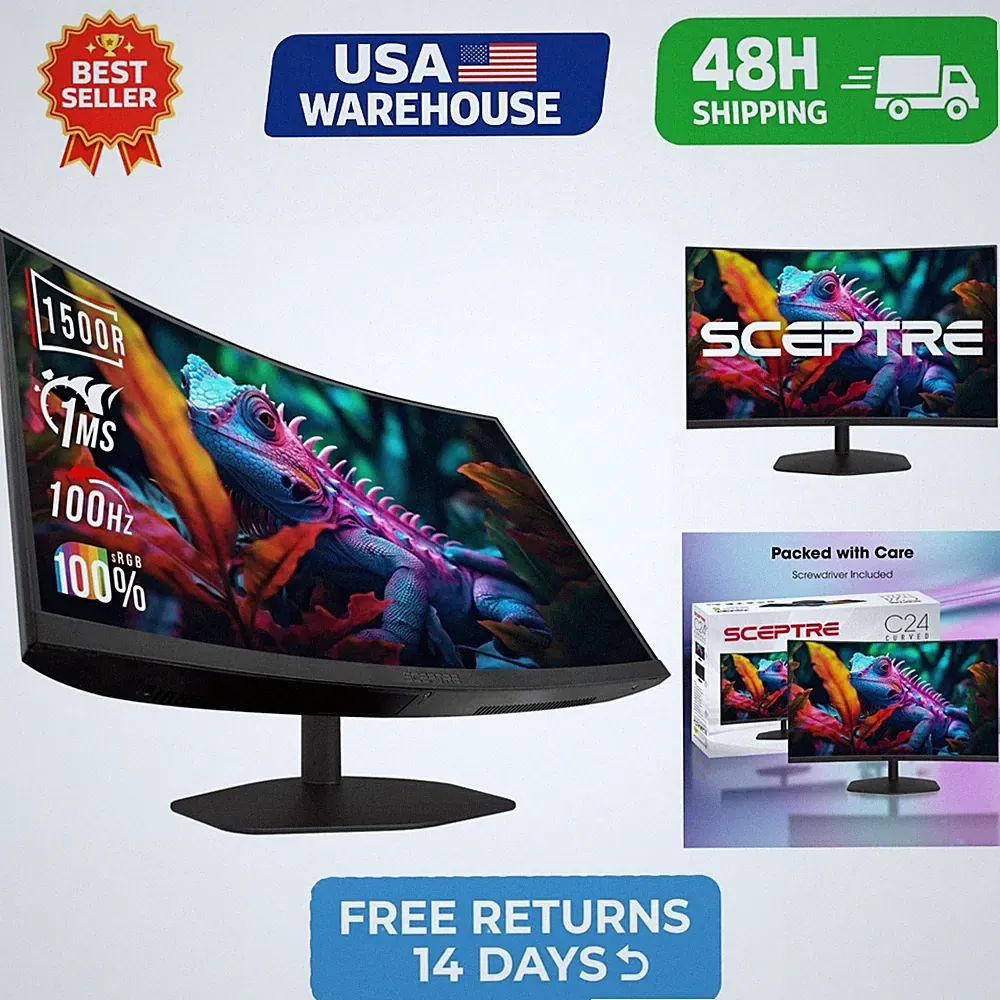 Sceptre Curved 24-inch Gaming Monitor 100Hz 1ms 1500R VA DisplayPort HDMI