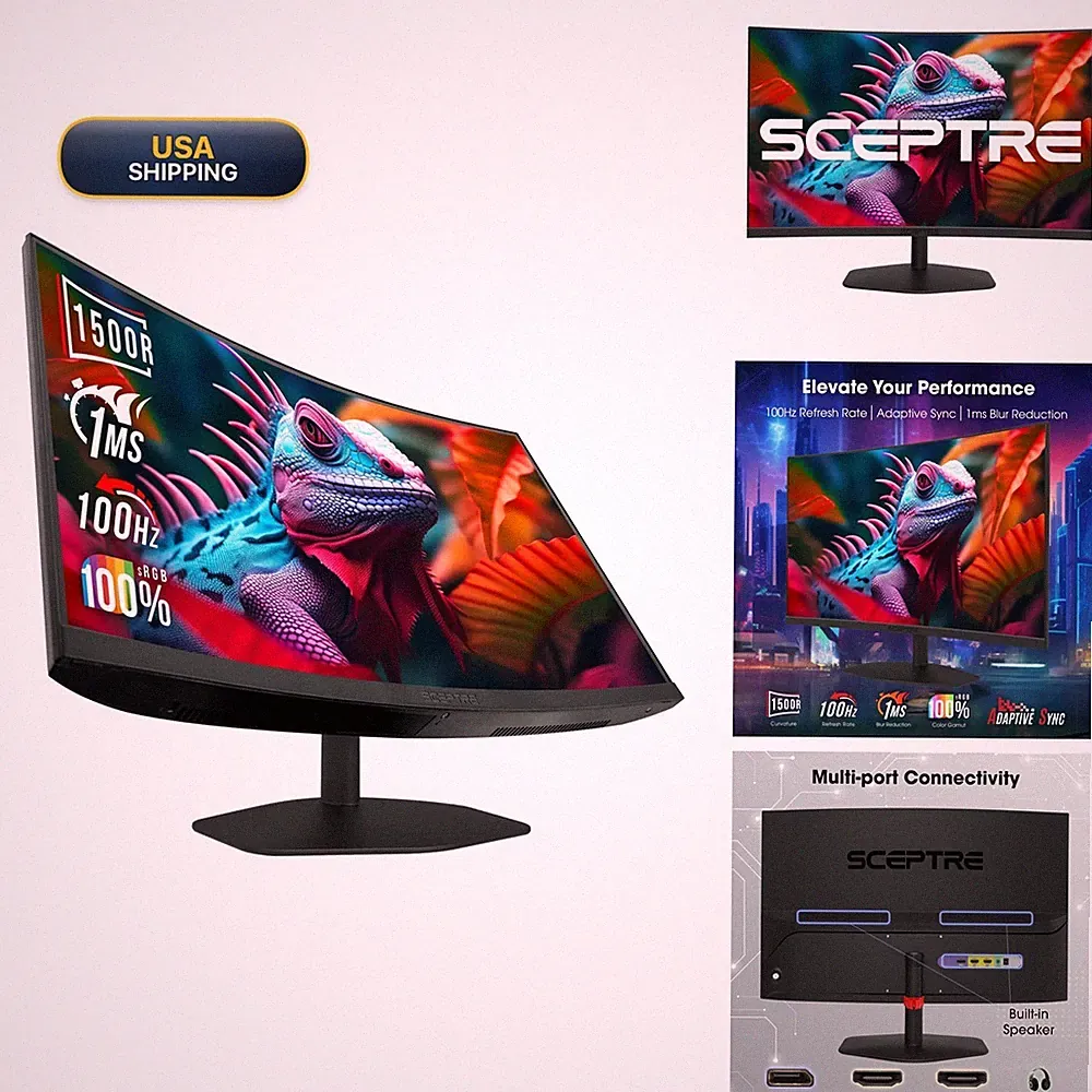 Sceptre Curved 27-inch Prime Gaming Monitor 1500R 100Hz HDMI X2 DisplayPort 1ms