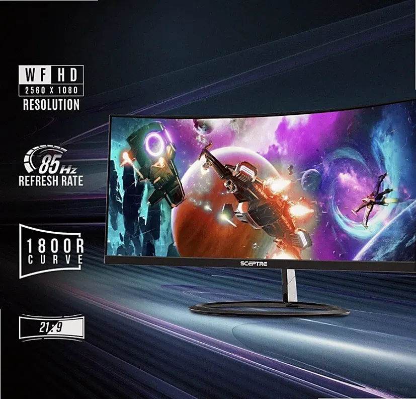 Sceptre Curved 30" 21:9 Gaming LED Monitor 2560x1080p, 85hz, Display Port, 1ms