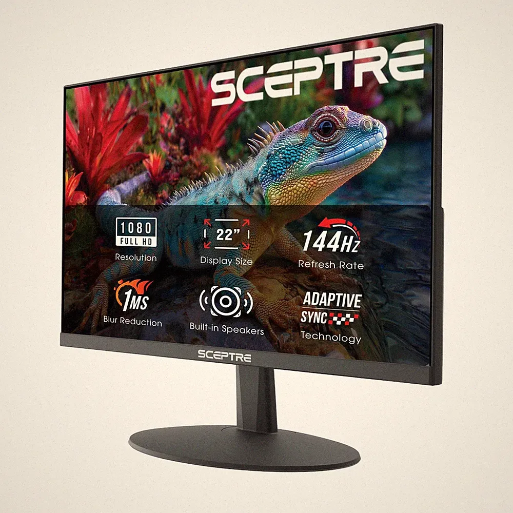 Sceptre New 22-Inch Gaming Monitor, FHD 1080p, Up to 144Hz, 22, Machine Black