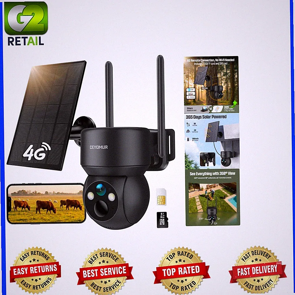 Security Cameras Wireless Outdoor, 4G LTE Cellular Security Camera with Built-in