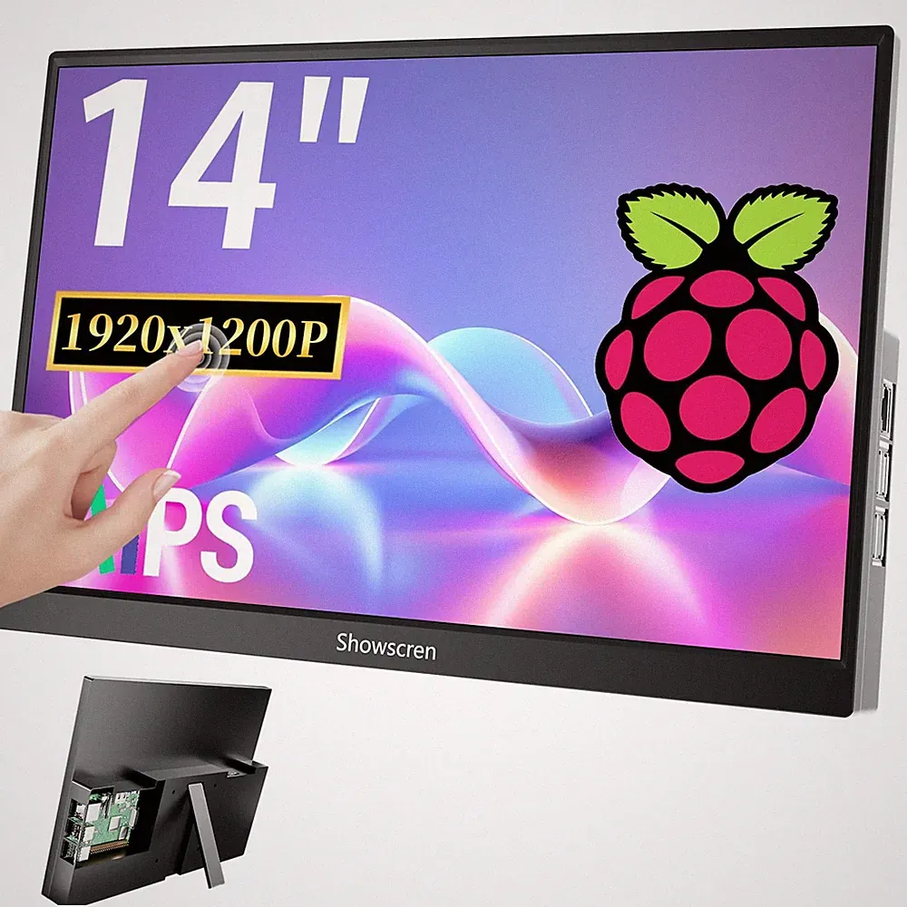 Showscren 14inch Touchscreen Monitor for Raspberry Pi 5/4B/3B+/3B Screen, IPS...