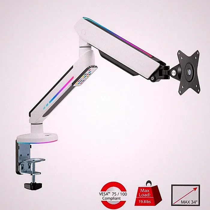 SIIG Premium Single Monitor Arm Desk Mount Gaming RGB Lighting (CE-MT3J11-S1)