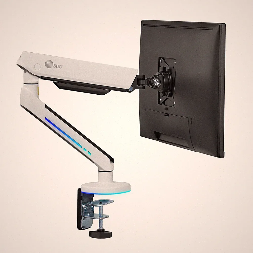 SIIG Single-Monitor Arm Desk Mount with Gaming RGB Lighting (CE-MT3J11-S2)