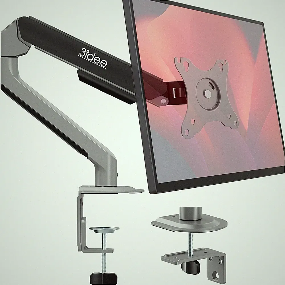 Single Monitor Arm Desk Mount for 17 to 32 Inch Screens Aluminum Adjustable VESA