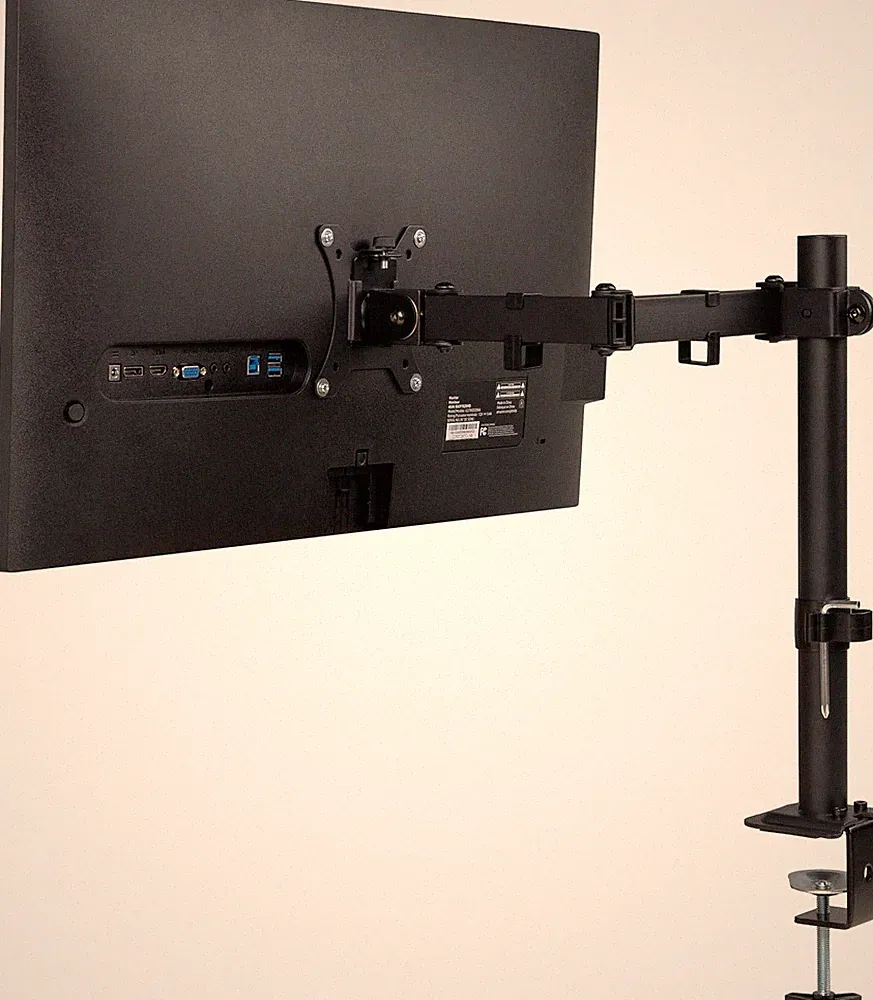 Single Monitor Desk Mount for 13–32 Inch Screens, Adjustable Tilt ±45°, Swivel ±