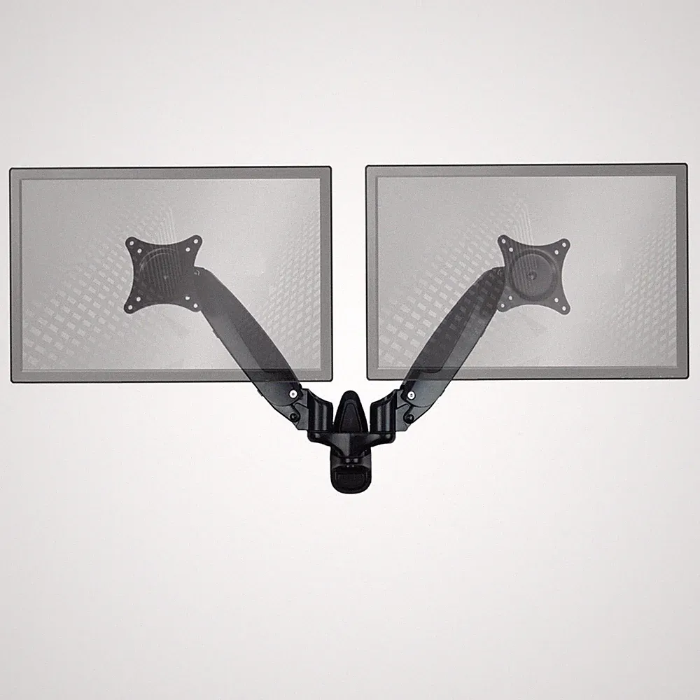 Sit-Stand Wall Mount Monitor Arm: Standard Dual Screen Black