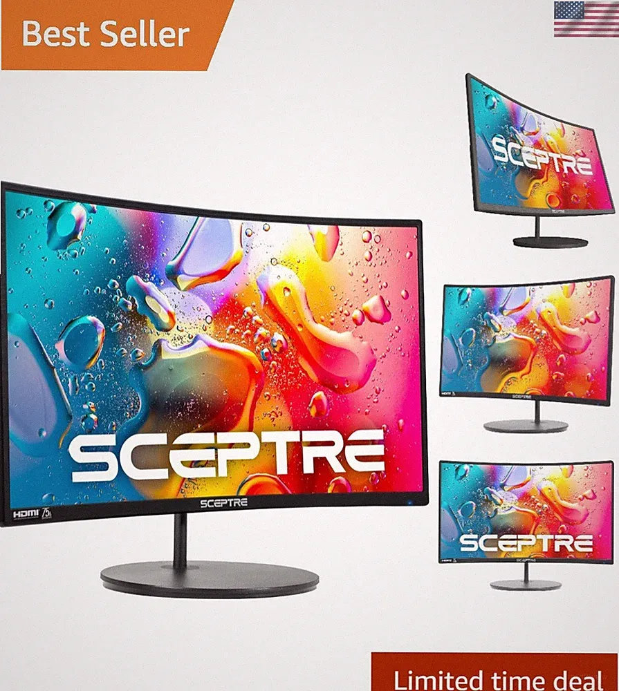 Sleek 24-Inch Curved Gaming Monitor 1080p - 75Hz Refresh Rate & 2x HDMI Ports