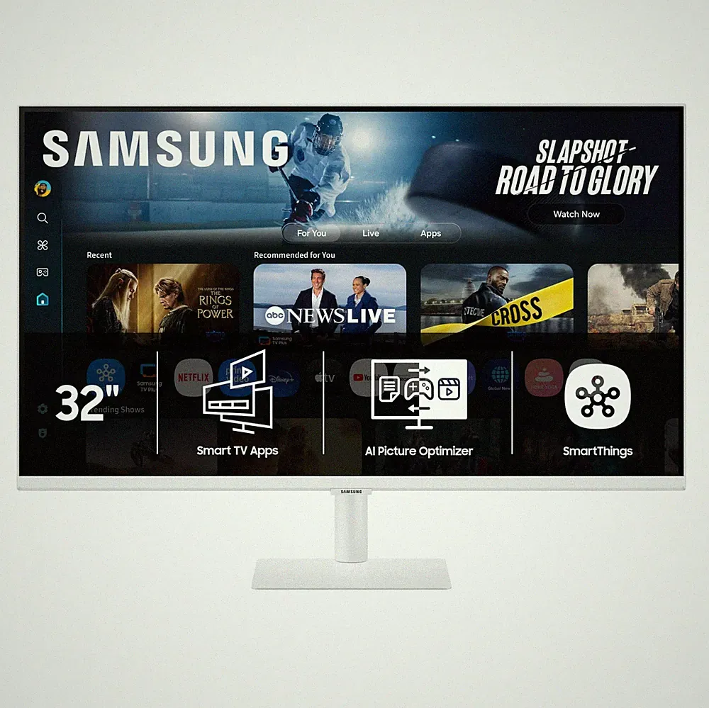 Smart Monitor 32 4K UHD Samsung M7 Vision AI Gaming Hub USB C White FM703UNXZA