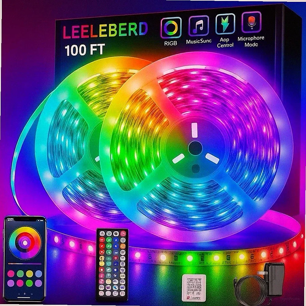 Smart RGB LED Strip Lights Color Changing Remote Bedroom Gaming Room