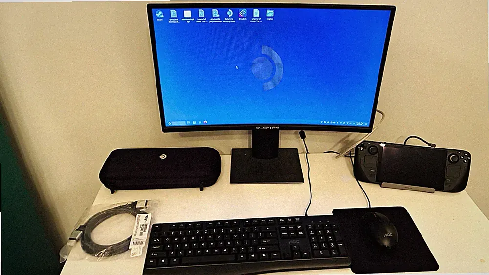 Steam deck bundle! With full hd monitor, keyboard, mouse, case, jsaux dock, hdmi