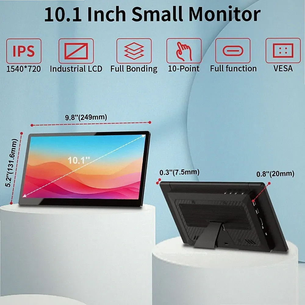 Stretched Bar Screen Mini Monitor, 10.1" Touchscreen Display