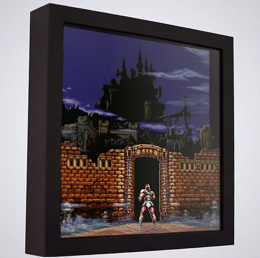 Super Castlevania 4 - 3D Shadow Box Frame (9" x 9") Gaming Art