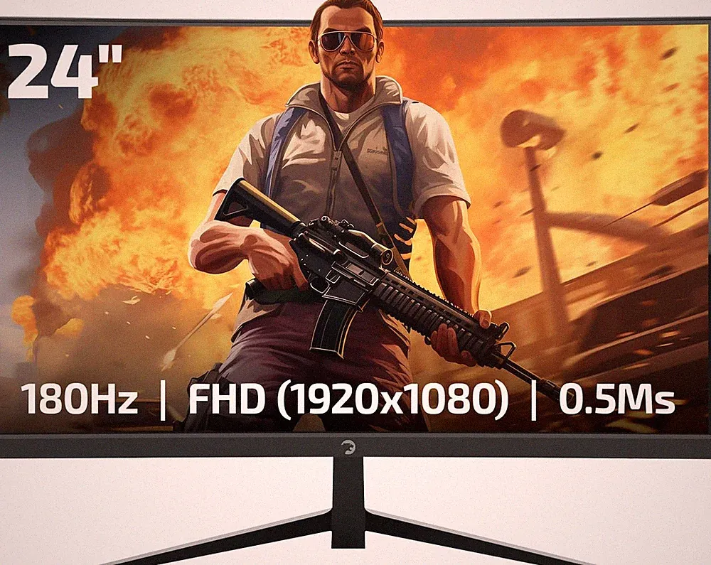 T40 23.6 Inch Curved Gaming Monitor, 180Hz 1080P Display, 0.5Ms Response Time, V