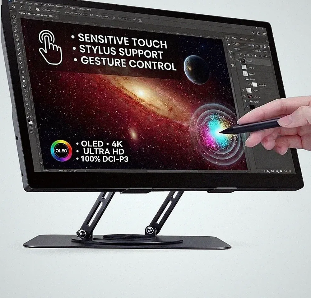 TANXJIA HX156UT 15.6" Portable Monitor 4K OLED Touchscreen with Stand + Stylus