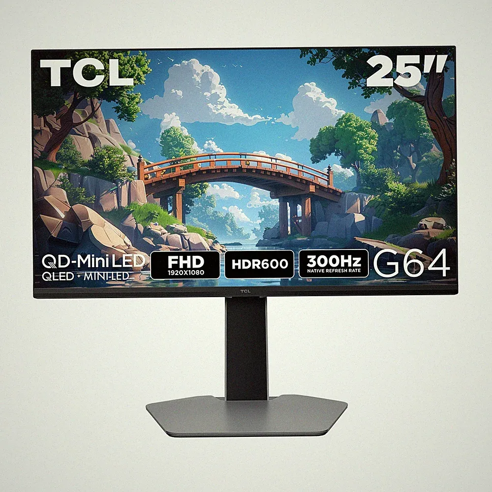 TCL 25” G64 Series FHD HDR Qd-Mini LED Gaming Monitor, 300Hz Refresh Rate, LD180