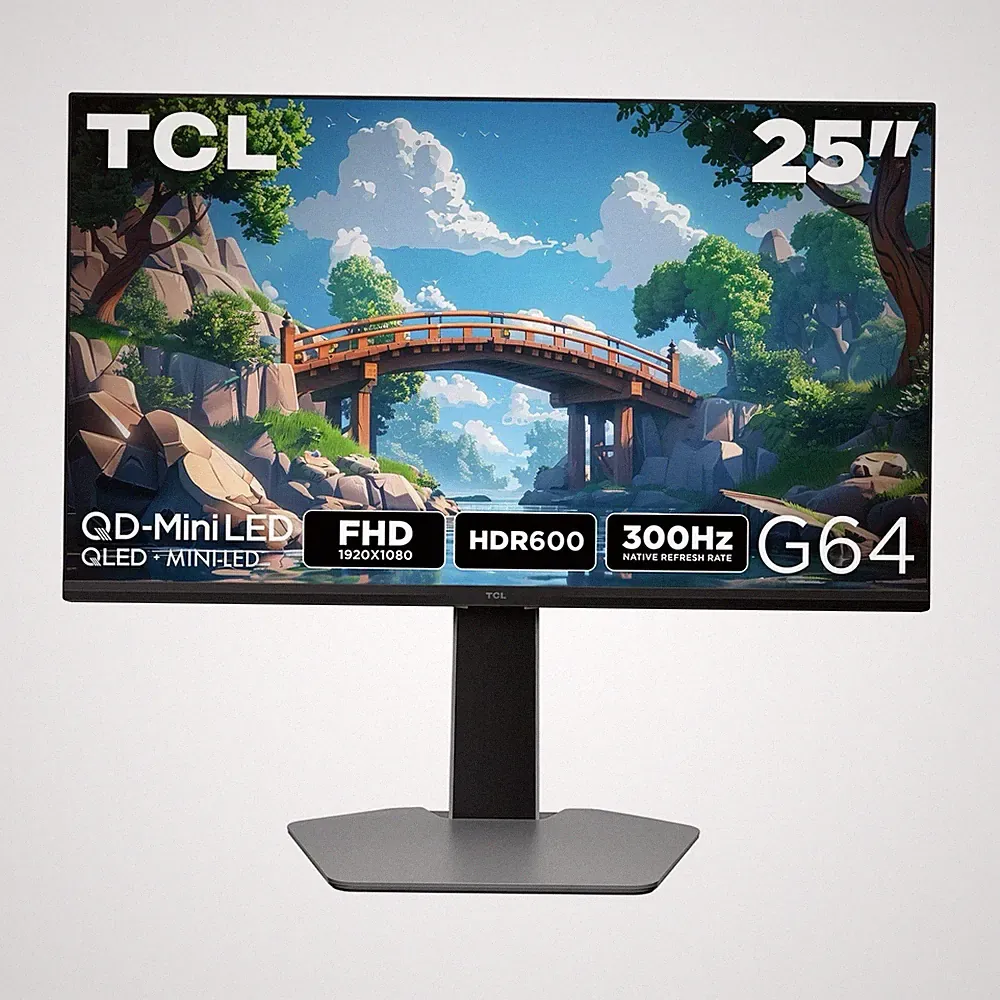 TCL 25G64 25" QD-Mini LED 300Hz Gaming Monitor 1080p FHD 1ms HDR600 Fast-IPS New