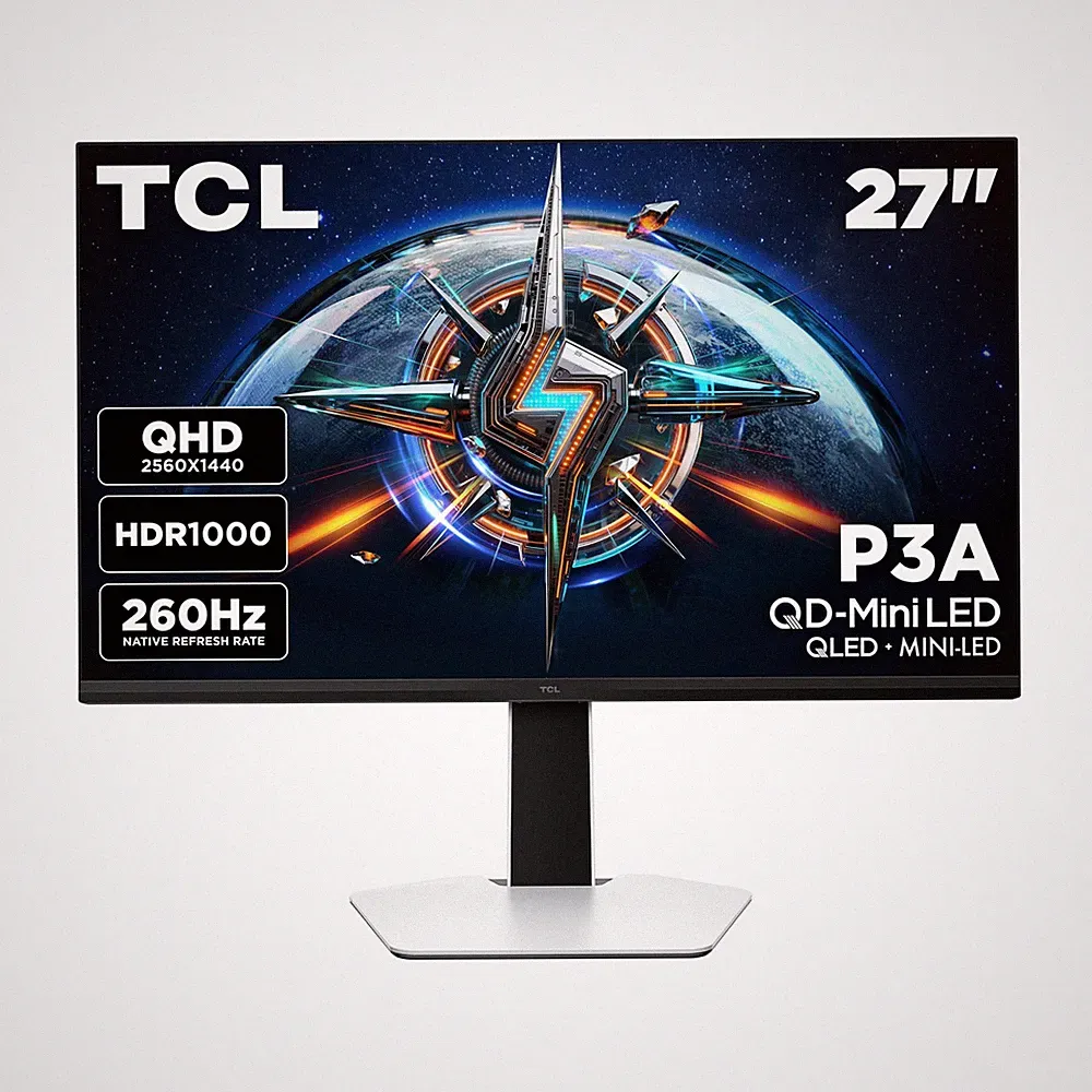 TCL 27” P3A Series QD-Mini LED QHD HDR Gaming Monitor (27P3A, 2026 White