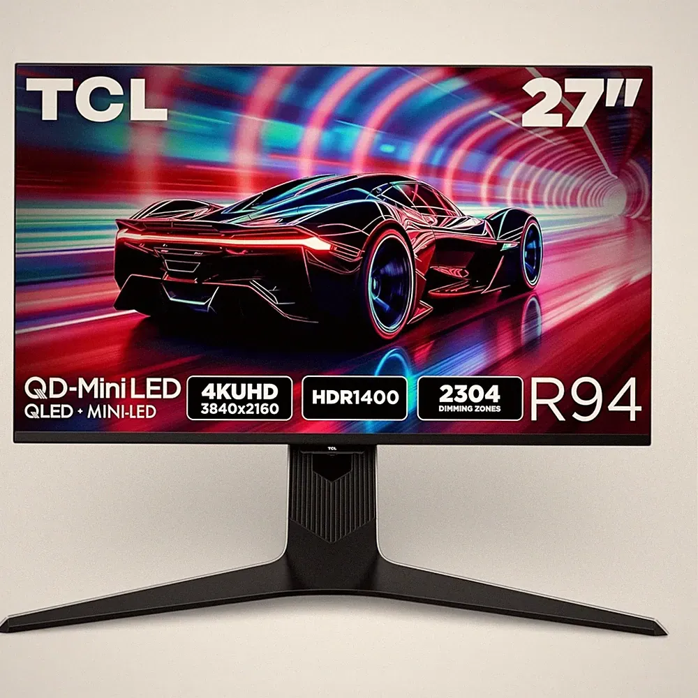 TCL 27" R94 4K UHD HDR QD-Mini LED 1ms Gaming Monitor Black & White 27R94