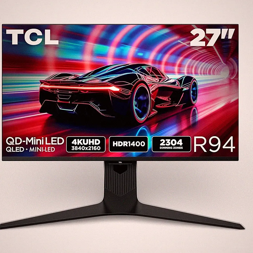 TCL 27" R94 Series 4K UHD HDR QD-Mini LED 1ms Gaming Monitor Black & White 27R94