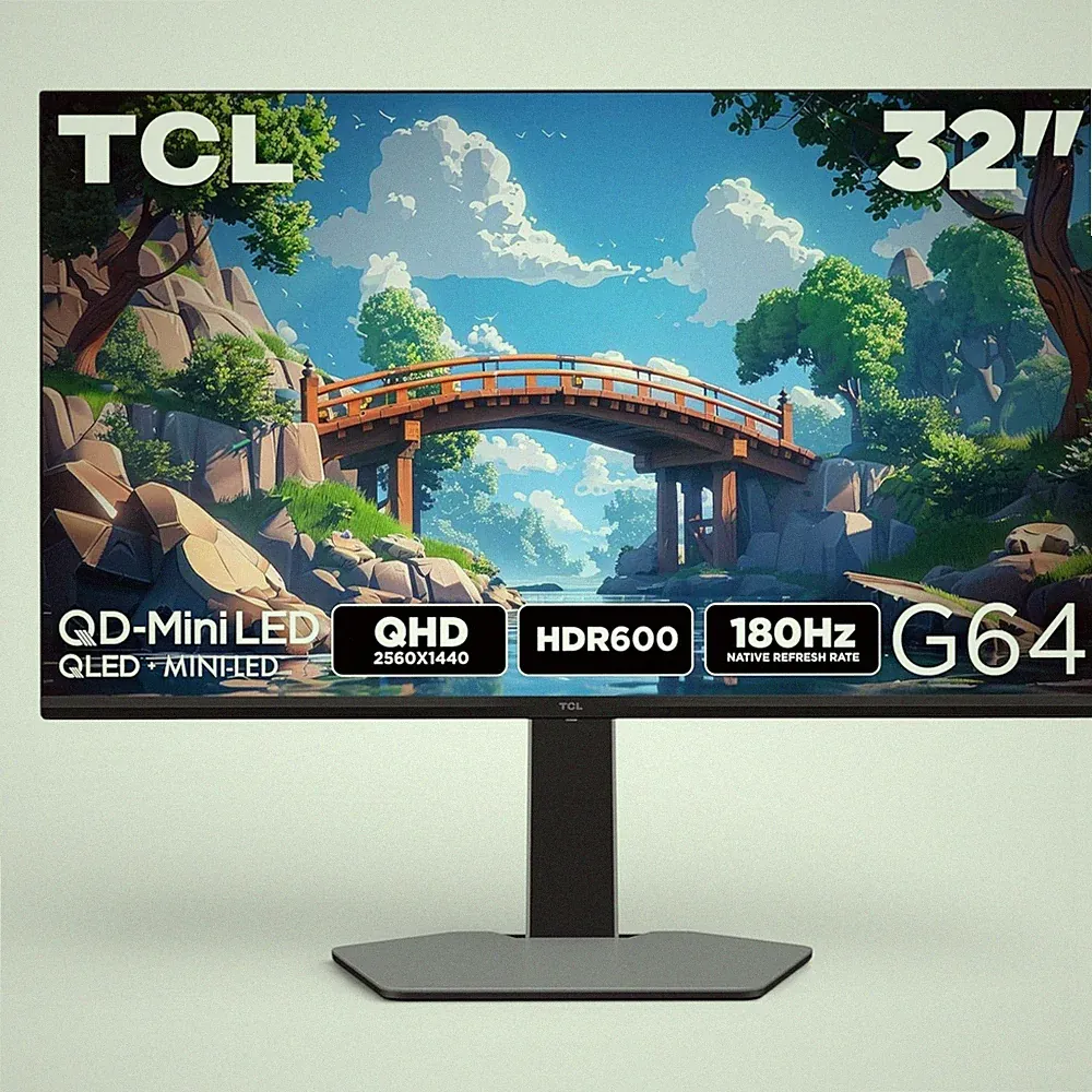 TCL 32" G64 Series QHD HDR QD-Mini LED Gaming Monitor Black and Gray 32G64