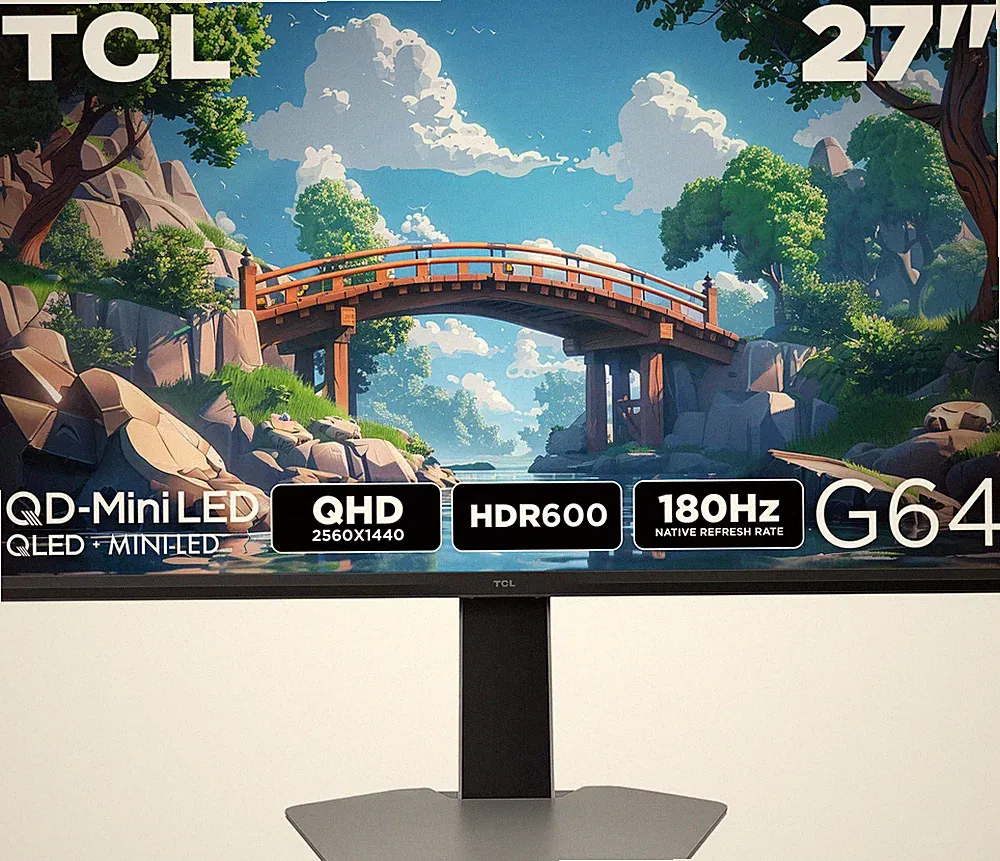 TCL - G64 27" QD Mini LED QHD 180Hz 1ms AMD FreeSync Premium Gaming Monitor w...
