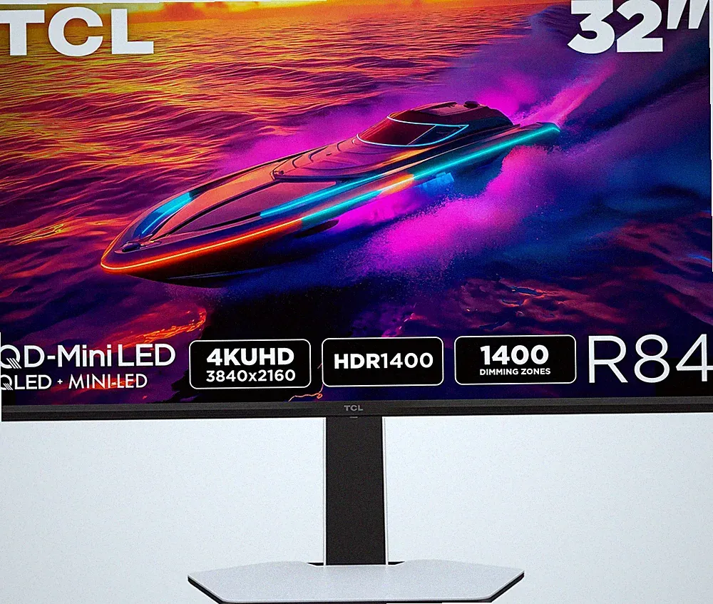 TCL - R84 32" QD Mini LED 4K UHD 165Hz 1ms AMD FreeSync Premium Gaming Monito...