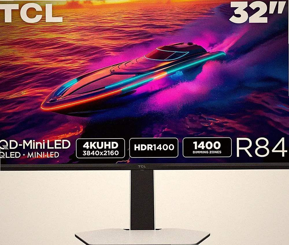 TCL - R84 32" QD Mini LED 4K UHD 165Hz 1ms AMD FreeSync Premium Gaming Monito...