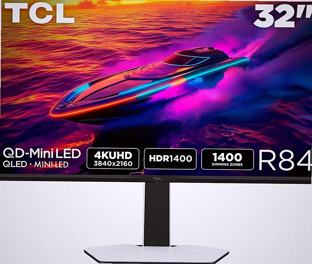 TCL - R84 32" QD Mini LED 4K UHD 165Hz 1ms AMD FreeSync Premium Gaming Monito...