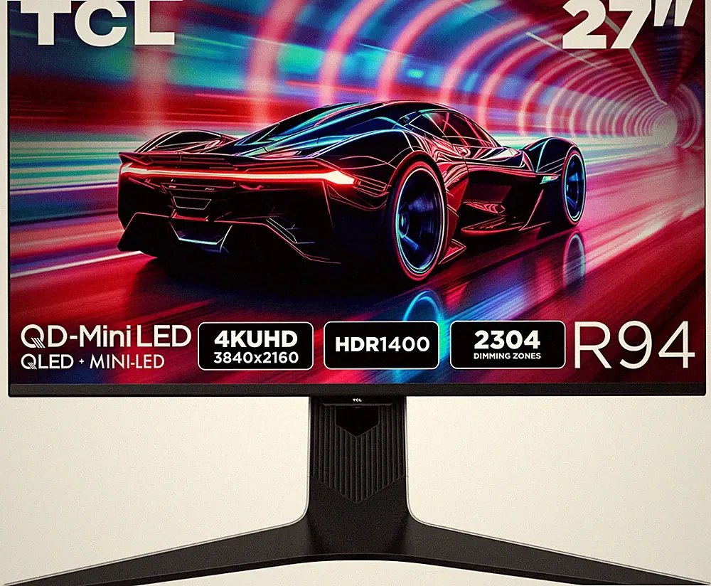 TCL - R94 27" QD Mini LED 4K UHD 165Hz 1ms AMD FreeSync Premium Gaming Monito...