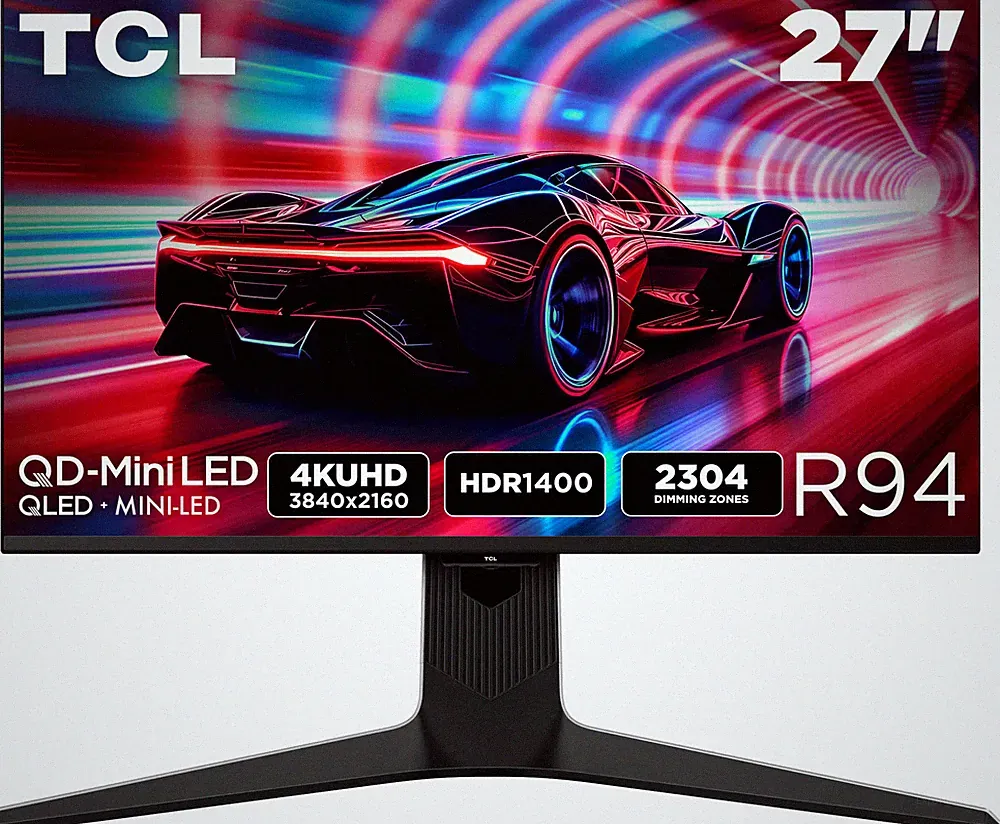 TCL - R94 27" QD Mini LED 4K UHD 165Hz 1ms AMD FreeSync Premium Gaming Monito...