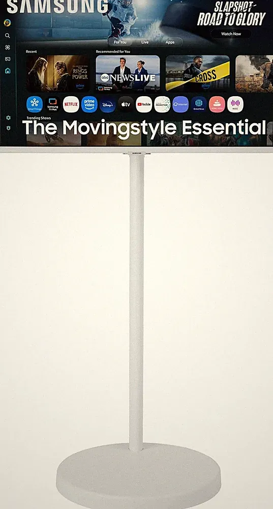 the Movingstyle Essential 32" 4K UHD Smart Monitor with Adjustable Rolling Stand