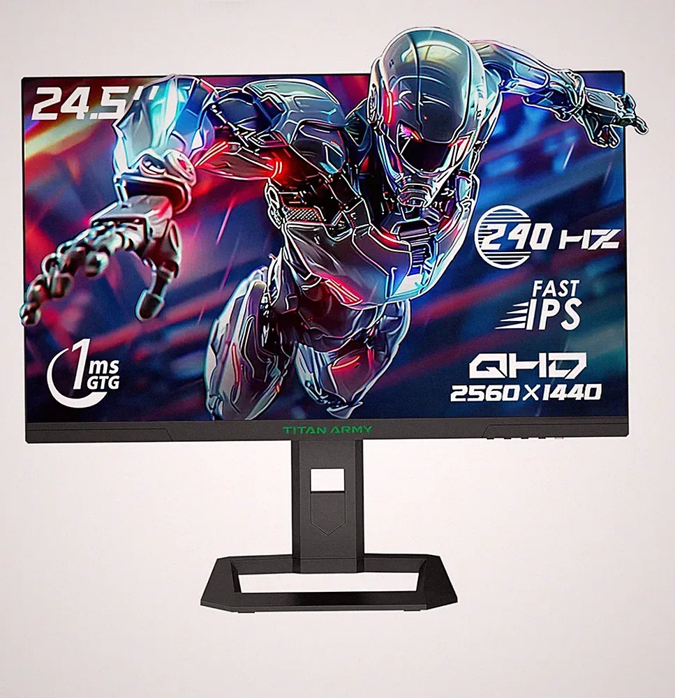 TITAN ARMY P2510S PLUS Gaming Monitor 24.5in 2560*1440,240Hz 1440P QHD,1ms,16:9