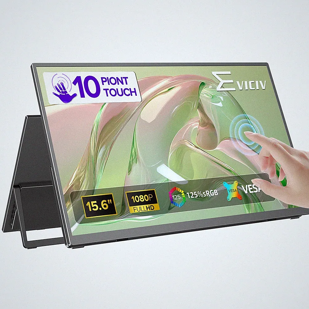 Touchscreen 15.6" 1080P Portable Monitor w/180°Adjustable Stand For Desktop PC