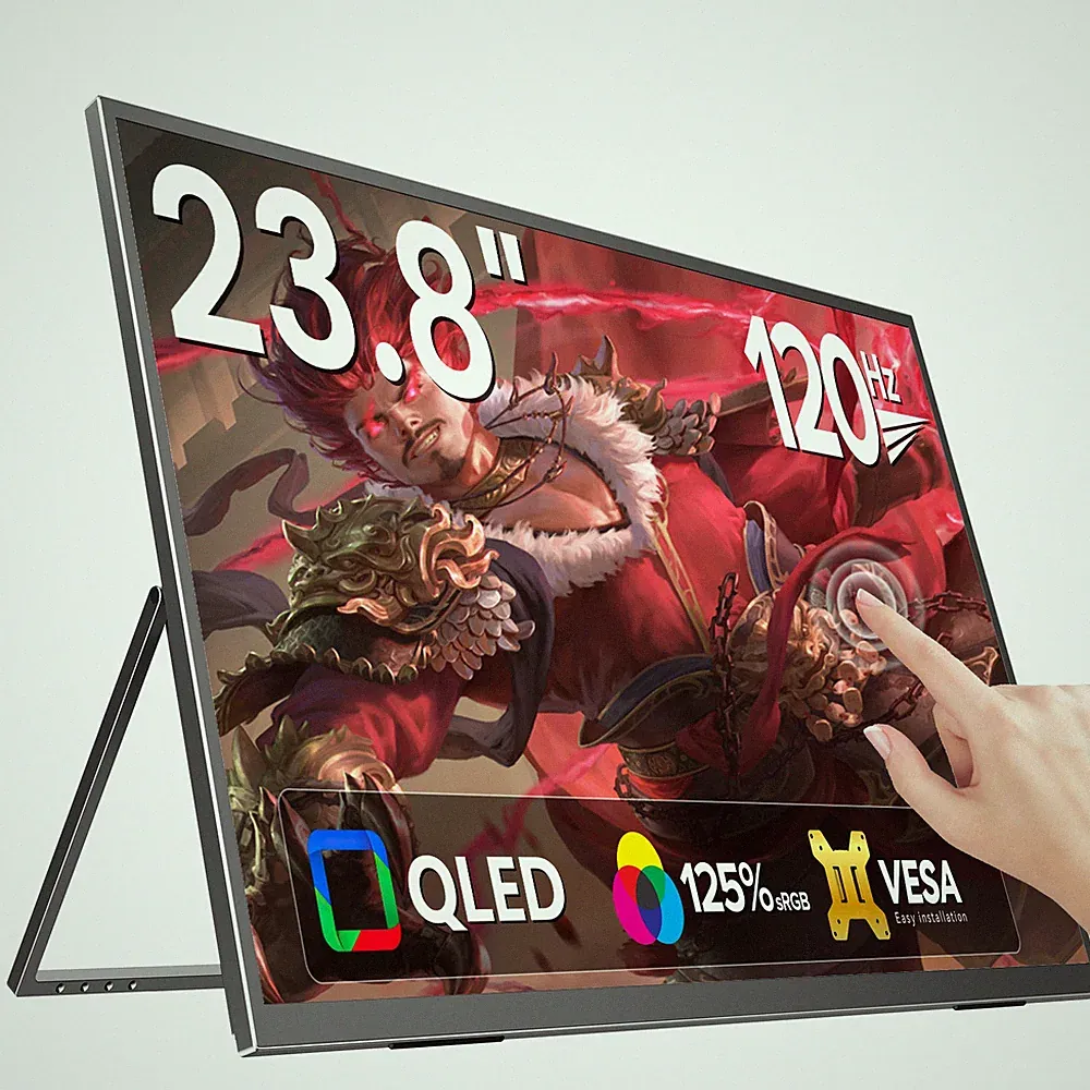 Touchscreen 23.8 Inch FHD 120Hz Portable Monitor Display with Kickstand & VESA