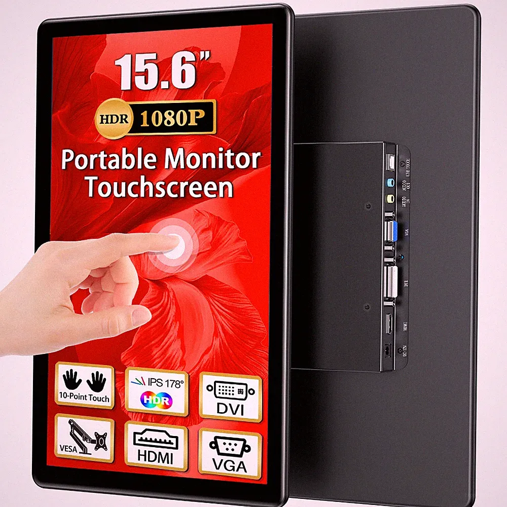 Touchscreen Monitor 15.6" 1920x1080 Portable Monitor HDMI/VGA/DVI PC Screen