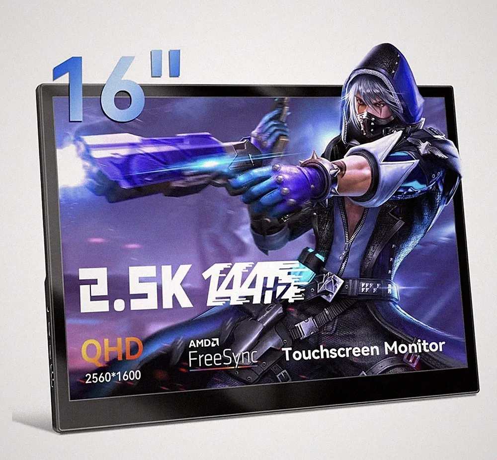 Touchscreen Portable Gaming Monitor 16 Inch QHD 2.5K(2560x1600) Monitor 144Hz(US